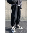 Classic Mens Pants Solid Color Drawstring-Cuff Elastic Waist Ankle Length Relaxed Fit Lounge Pants
