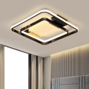 Acrylic Square Flush Lighting Modern Style LED Flush Ceiling Light Fixture in Black