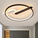 Circular Living Room Flush Ceiling Light Acrylic Contemporary LED Flush Mount Light in Black and White