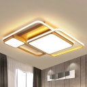 Square Acrylic Ceiling Mount Light Modernism Gold Finish LED Flushmount Lighting for Bedroom