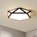 Geometrical LED Ceiling Mount Light Modern Acrylic Bedroom Flush Light Fixture in Black
