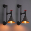 1 Head Metal Wall Bracket Lamp Industrial Rust Cone Kitchen Sconce Light with Water Valve Decor