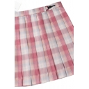 Stylish Women's Skirt Plaid Print Pleated Design High Waist Regular Fitted Mini Skirt
