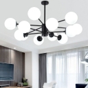 Minimalist Globe Shade Chandelier Lighting Glass 12 Heads Living Room LED Pendant Light