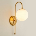 Globe Sconce Fixture Post-Modern Glass Single Bedside Gooseneck Wall Reading Light