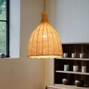 Bottle Shaped Bamboo Pendant Light Modern 1-Light Beige Suspension Light Fixture for Dining Room