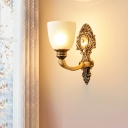 1 Bulb Wall Light Fixture Traditional Cup Shaped Frost Glass Sconce Lamp for Living Room
