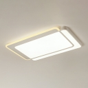 Rectangle LED Ceiling Flush Light Modern Acrylic Living Room Flush Mounted Lamp in White