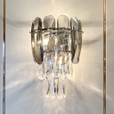Modern Tiered Wall Mount Lighting Faceted K9 Crystal Aisle Wall Sconce Light Fixture