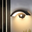 Aluminum Arc Outdoor Wall Sconce Simplicity Black LED Wall Lighting for Courtyard