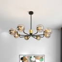 Sphere Living Room Chandelier Light Colored Glass Simplicity Pendant Light Fixture