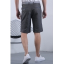 Mens Summer Cotton Simple Plain Straight-Leg Tailored Suit Shorts
