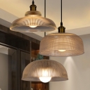 Glass Shaded Hanging Lamp Vintage Style Single-Bulb Restaurant Lighting Pendant in Gold