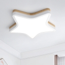 Yellow and White Star LED Ceiling Lamp Cartoon Acrylic Flush Mount Light Fixture for Nursery
