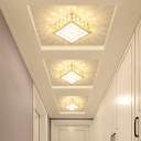 Square Surface Mounted Led Ceiling Light Modern Crystal Clear Flush Light for Corridor