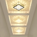 Modernism Square LED Flush Mount Fixture Crystal-Encrusted Aisle Ceiling Mount Light in Black