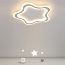 Cartoon Star LED Flush Ceiling Light Acrylic Kids Playroom Flush Mount Fixture in White