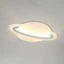 White Planet LED Ceiling Mount Light Kids Style Acrylic Flushmount Light for Bedroom