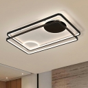 Black Parallel LED Semi Mount Lighting Simple Metal Ceiling Flush Light for Living Room