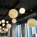 Moon Sphere Restaurant Hanging Light Resin Minimalist Creative Pendant Lighting Fixture