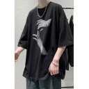 Street Boys Tee Top Hand Printed Half Sleeve Crew Neck Loose Fit T Shirt