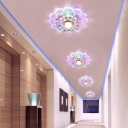 Scalloped Crystal Flush Mount Lighting Modern Clear LED Ceiling Fixture for Entryway