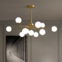 Globe Chandelier Pendant Light Contemporary Handblown Glass Living Room LED Hanging Light