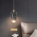 Glass Bucket Shaped Suspension Light Designer Brass LED Pendant Spotlight over Dining Table