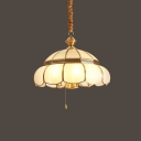 Gold Scalloped Chandelier Pendant Light Vintage Glass Panes 6 Heads Dining Room Hanging Light