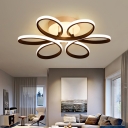 Black Flower Shaped LED Ceiling Fixture Minimalist Acrylic Semi Flush Mount Light for Living Room