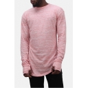 Streetwear Cool Round Neck Long Sleeve with Gloves Round Hem Fitted T-Shirt for Men