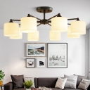 Cylinder White Frosted Glass Semi Flush Mount Rustic Living Room Close To Ceiling Chandelier in Black