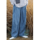 Chic Mens Pants Solid Color Corduroy Pockets Full Length Relaxed Fit Straight Lounge Pants