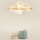 Metal Symmetric LED Flush Mount Light Fixture Minimalistic Golden Ceiling Lighting for Bedroom