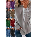 Fancy Women's Sweatshirt Solid Color Round Neck Long Sleeve Regular Fitted Sweatshirt