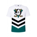 Anaheim Ducks Trendy Printed Color Block Short Sleeve White Basic T-Shirt