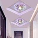 Modern Style LED Ceiling Mount Light Clear Peacock Tail Feather Flush Light with Crystal Shade