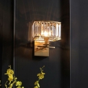 Post-Modern Rectangle Wall Light Prismatic Crystal Single Living Room Sconce Lamp in Gold