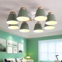 Macaron Flush Chandelier Trifle Cup Shaped Semi Flush Ceiling Light with Metal Shade