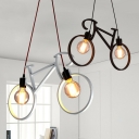 Bike Shaped Metal Hanging Lamp Decorative 2 Lights Ceiling Pendant for Kids Bedroom