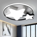 Star Iron LED Flush Mount Modern Black and White Flushmount Ceiling Light for Bedroom