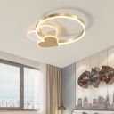 Contemporary Heart Flush Ceiling Light Acrylic Kids Bedroom LED Flush Mount Lighting Fixture in Gold