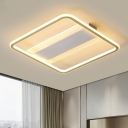 Rounded-Corner Square LED Flush Mount Minimalistic Acrylic Gold Finish Flush Ceiling Light