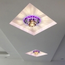 Crystal Flower LED Ceiling Flush Mount Light Modern Clear Flush Lamp with Mirrored Glass Canopy