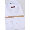 Trendy Mens Shirt Plain Pinstripes Printed Single Breasted Spread Collar Fitted Sleeves Shirt with Chest Pocket