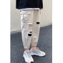 Cool Boys Pants Flap Pockets Patched Mid Waist Ankle Tapered Fit Cargo Pants
