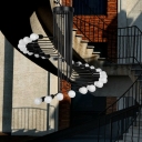 Black Spiral Chandelier Pendant Light Vintage Style Iron 20-Bulb Stair Hanging Lighting