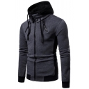 New Arrival Zipper Embellished Long Sleeve Colorblocked Hood False Two Pieces Zip Up Hoodie