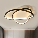 Black Triangle LED Semi Flush Mount Minimalistic Metal Ceiling Light Fixture for Bedroom
