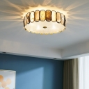 Amber Crystal Round Flushmount Contemporary Ceiling Flush Mount Light for Bedroom